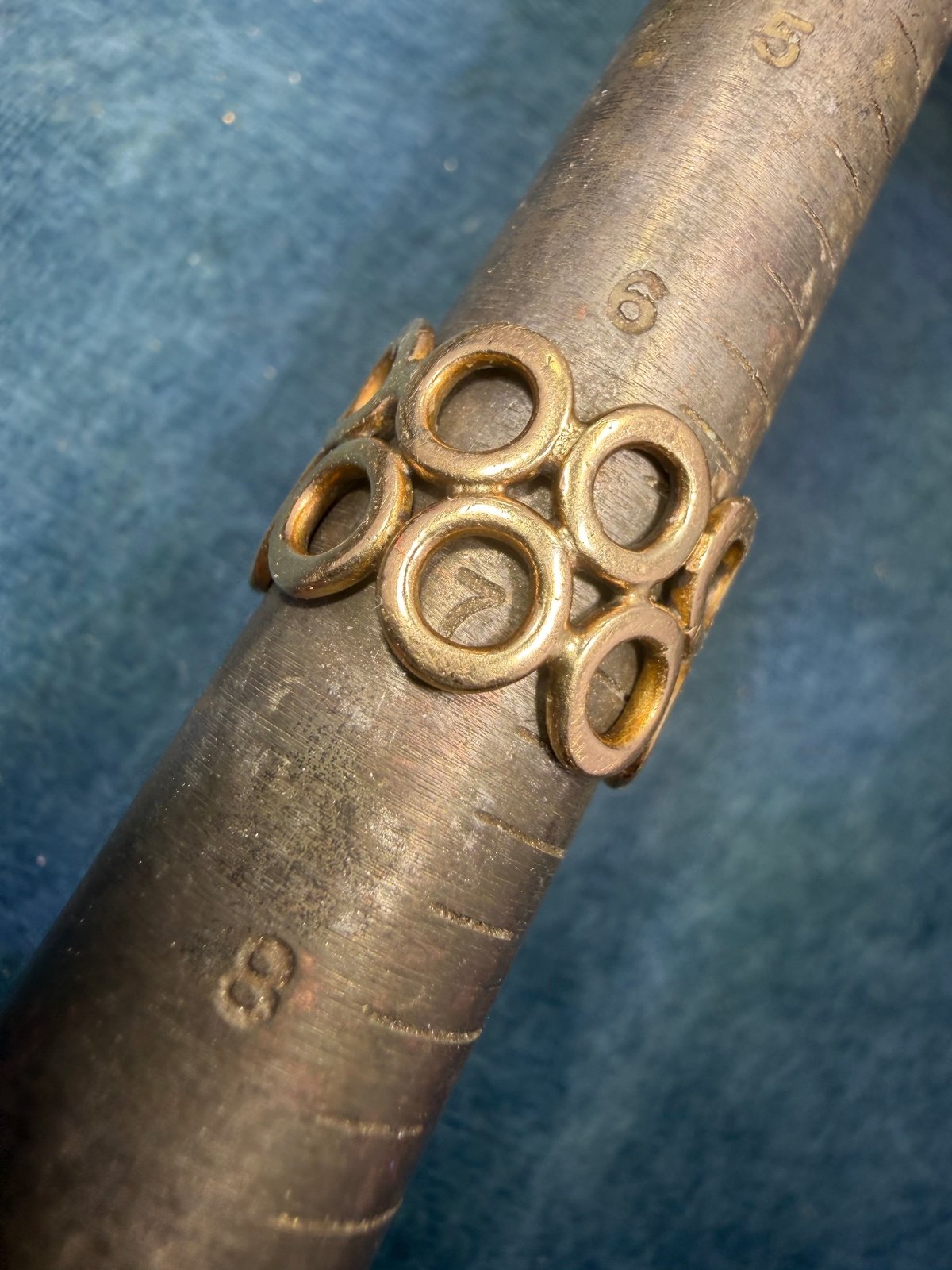 14k Yellow Gold CIRCLES Eternity Band Ring. 7.4g + 13mm 1/2" Wide
