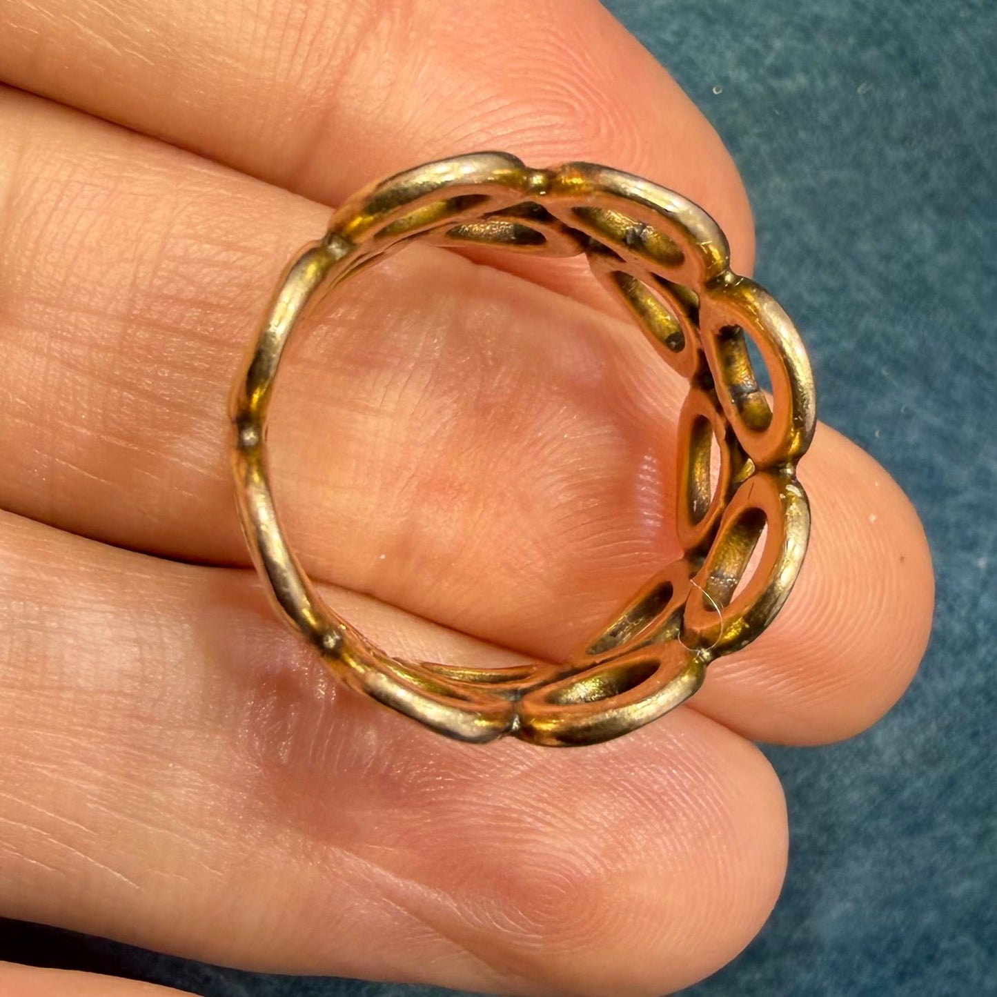 14k Yellow Gold CIRCLES Eternity Band Ring. 7.4g + 13mm 1/2" Wide