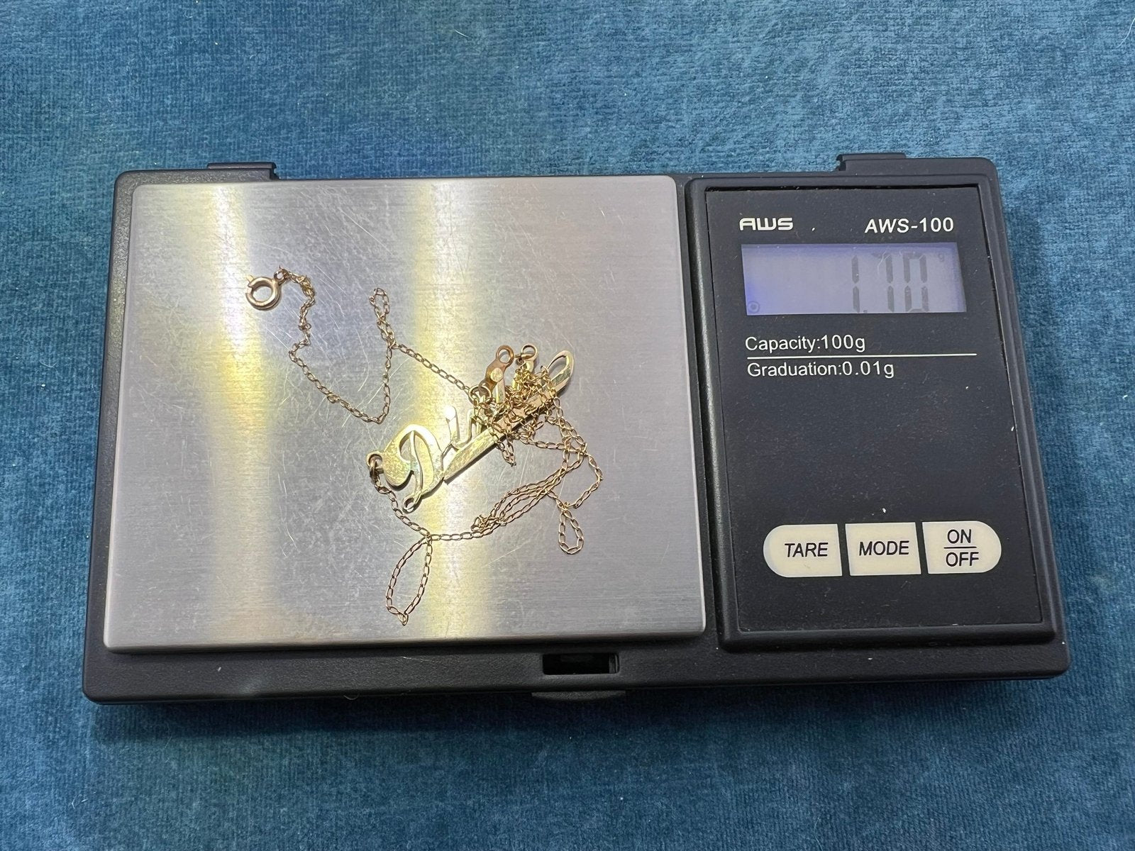 14k Yellow Gold DIXIE Southern Name Pendant Necklace Chain