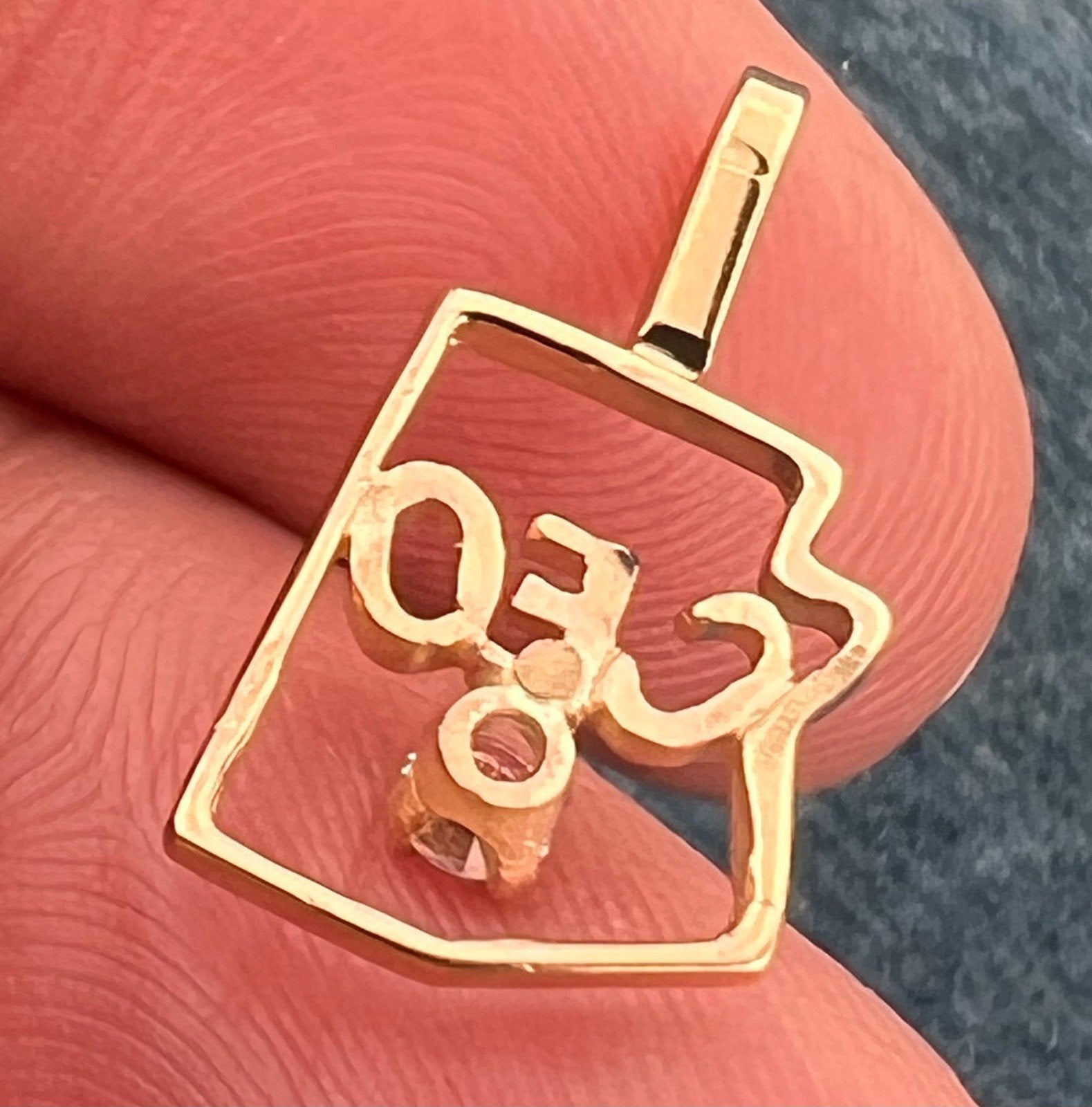 14k Yellow Gold Diamond "CEO" Pendant. Tiny!