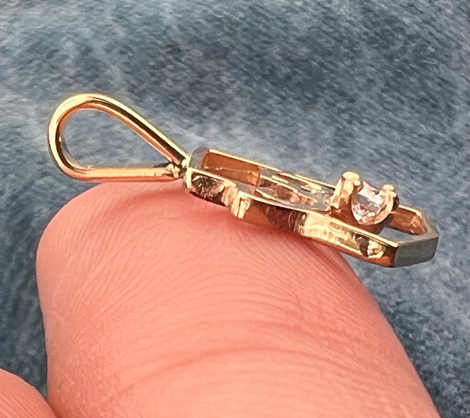 14k Yellow Gold Diamond "CEO" Pendant. Tiny!