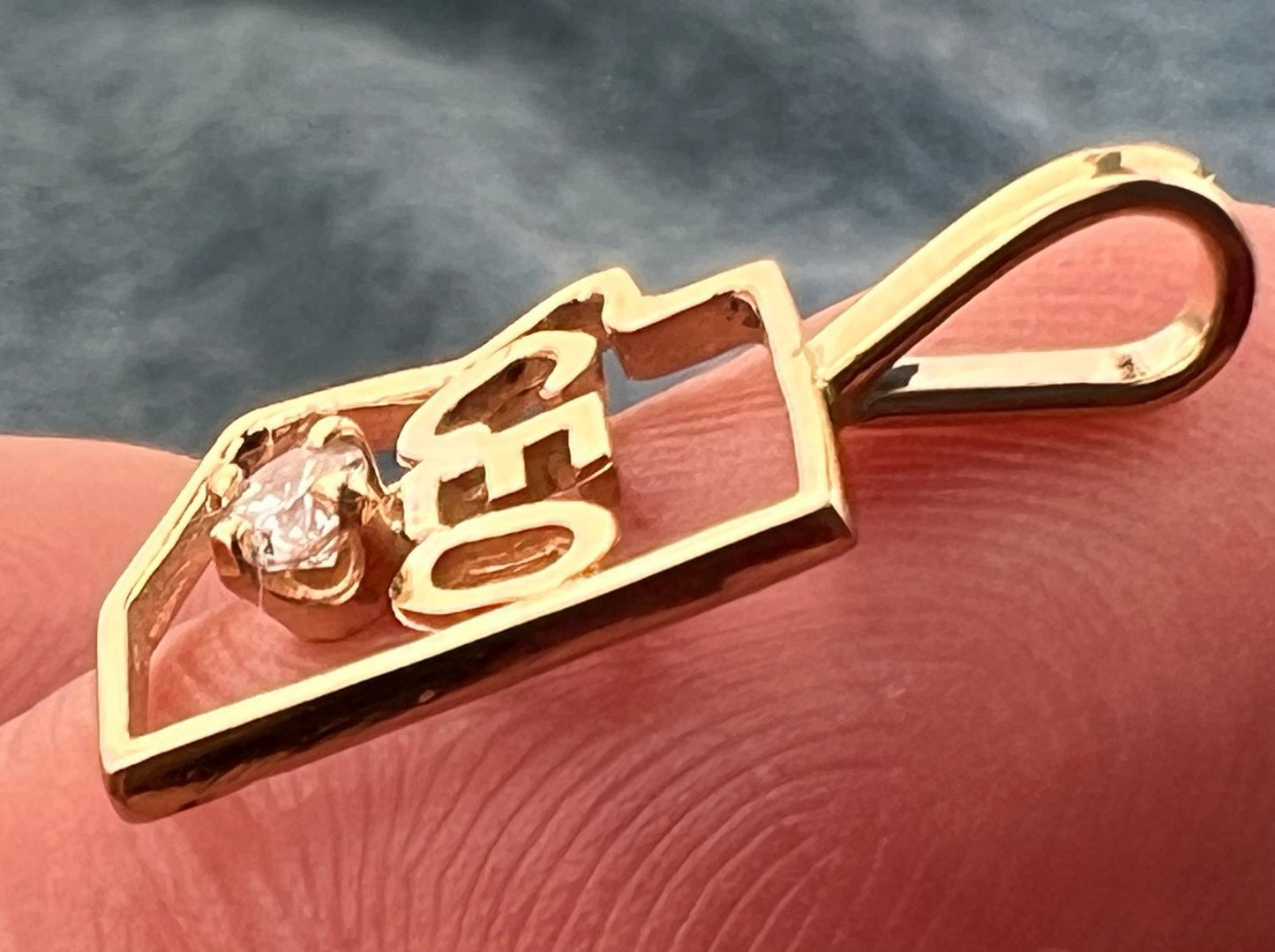 14k Yellow Gold Diamond "CEO" Pendant. Tiny!