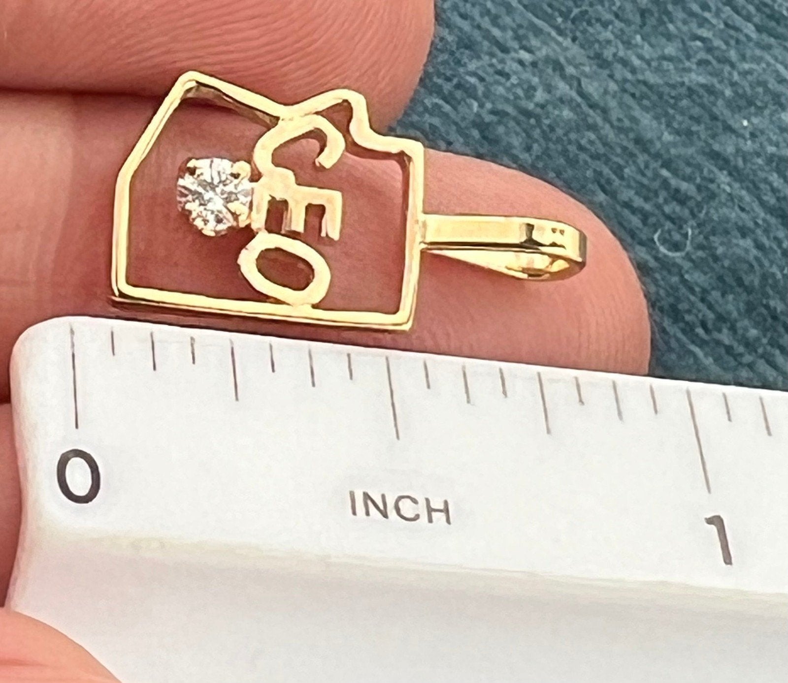 14k Yellow Gold Diamond "CEO" Pendant. Tiny!