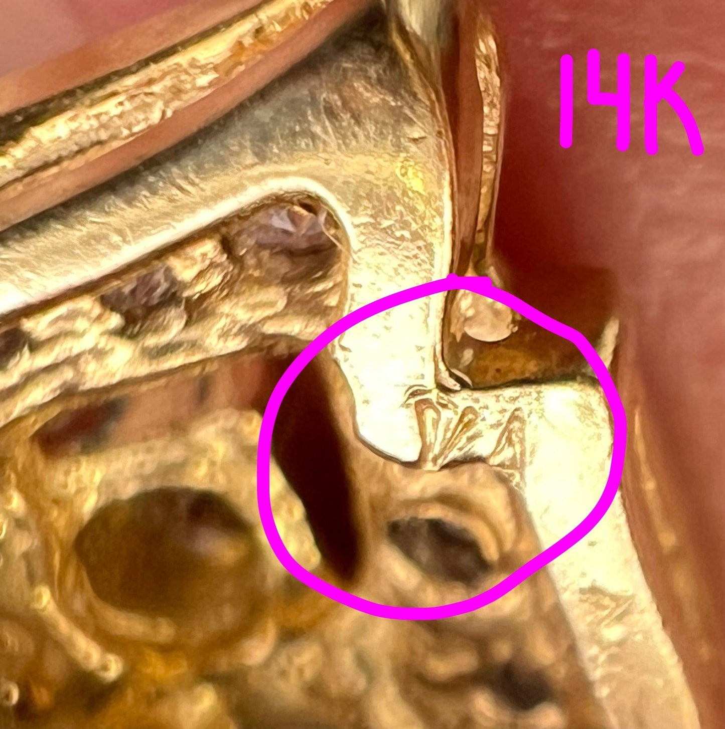 14k Yellow Gold Diamond Heart Pendant Slide 0.5" Natural Diamonds 1.88g Vintage