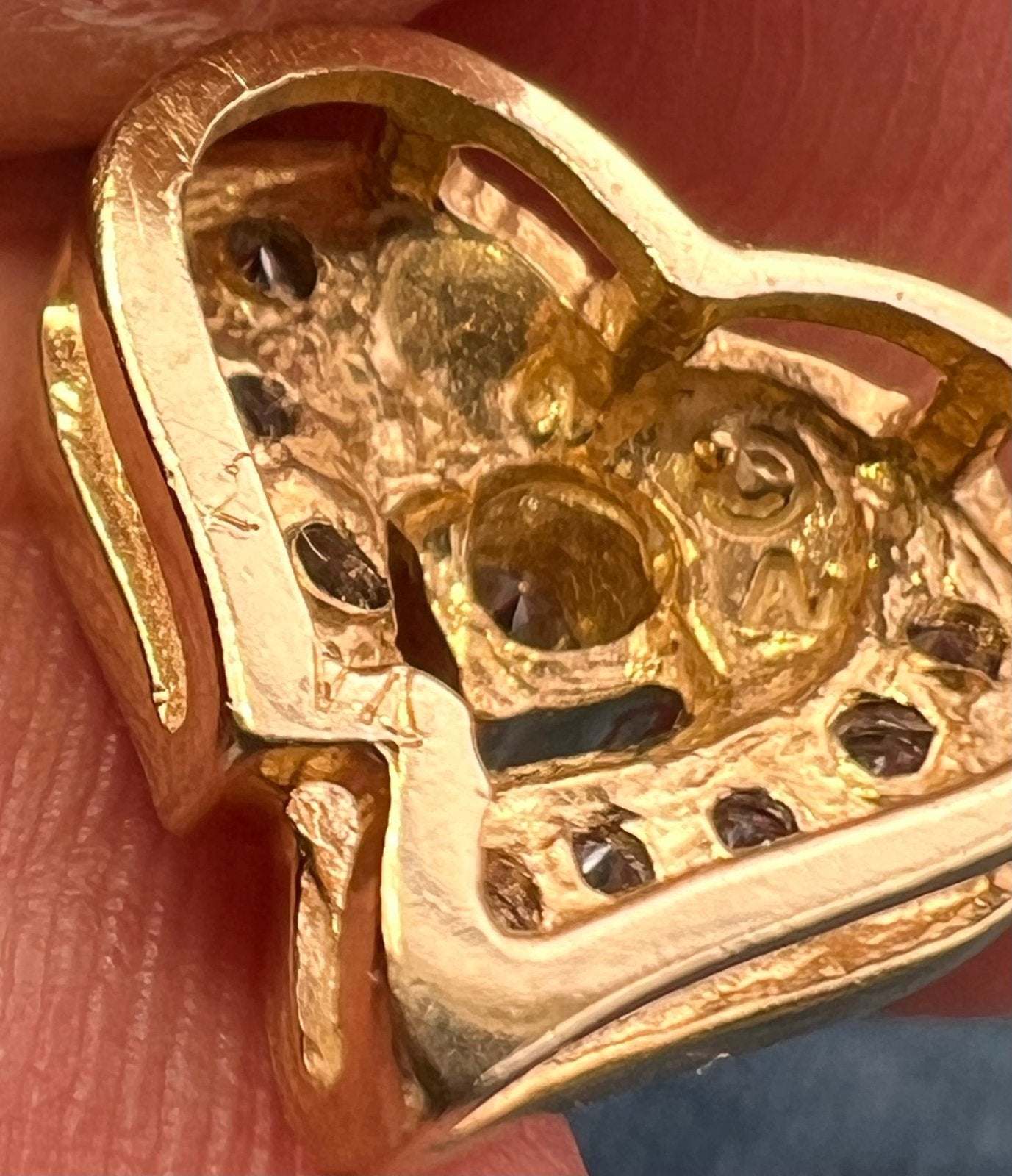 14k Yellow Gold Diamond Heart Pendant Slide 0.5" Natural Diamonds 1.88g Vintage