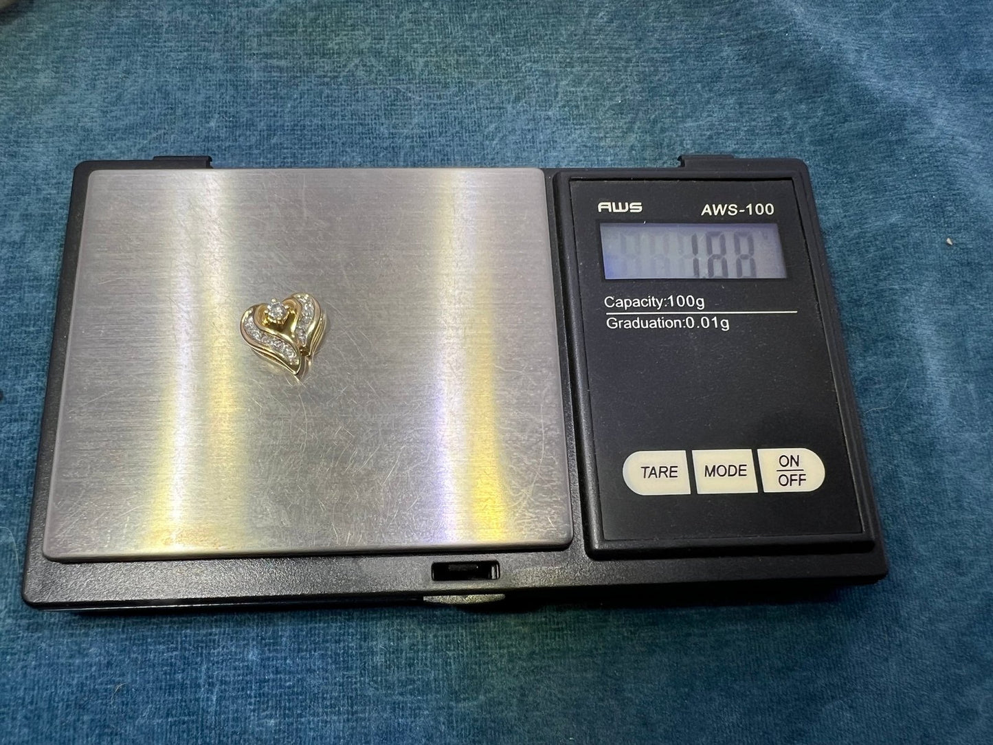 14k Yellow Gold Diamond Heart Pendant Slide 0.5" Natural Diamonds 1.88g Vintage