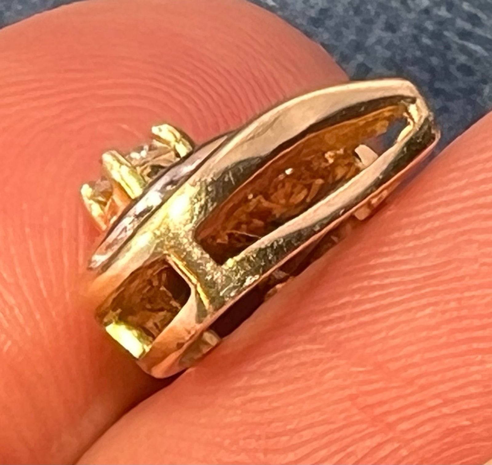 14k Yellow Gold Diamond Heart Pendant Slide 0.5" Natural Diamonds 1.88g Vintage