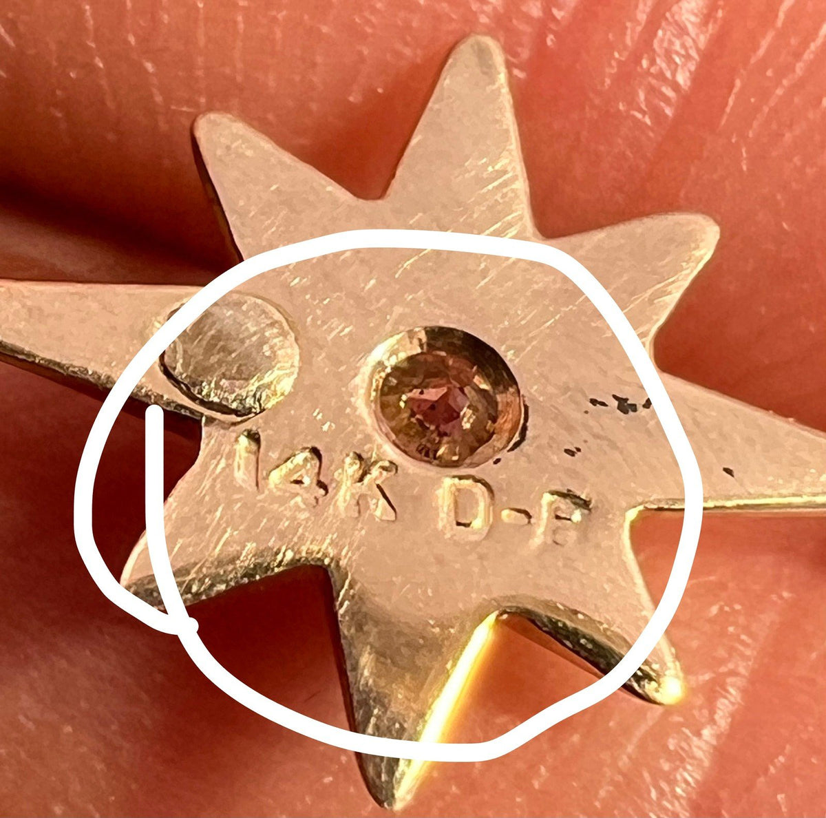 14k Yellow Gold Diamond North Star Starburst Pendant. Tiny!