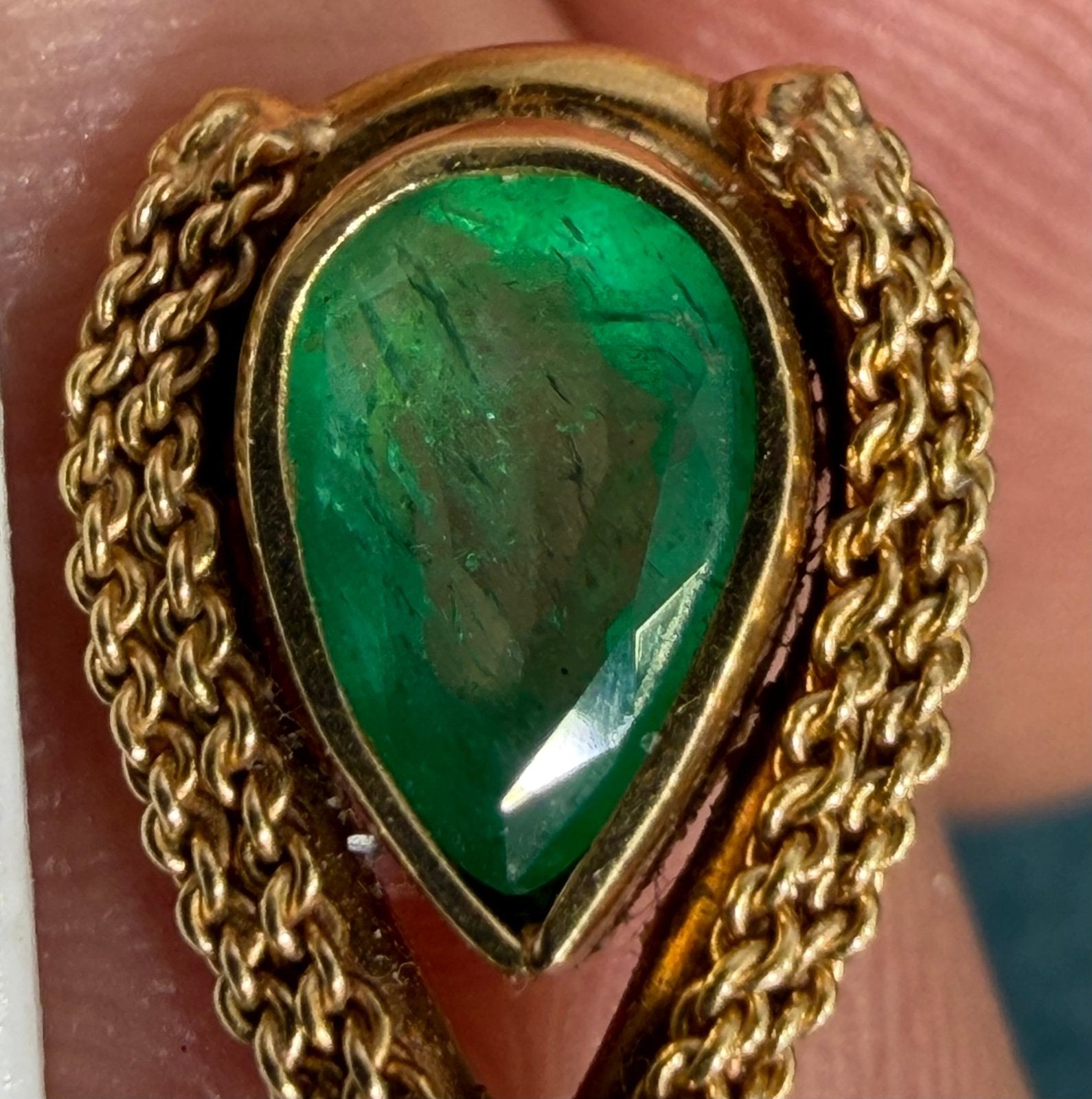 14k Yellow Gold Drop Earrings w Teardrop Emeralds. Leverbacks *Video*