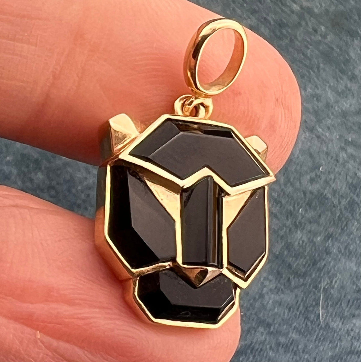 14k Yellow Gold EFFY Onyx Black Panther Pendant. Rare