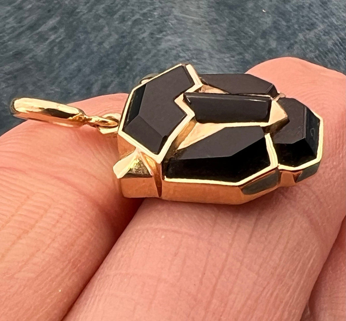 14k Yellow Gold EFFY Onyx Black Panther Pendant. Rare