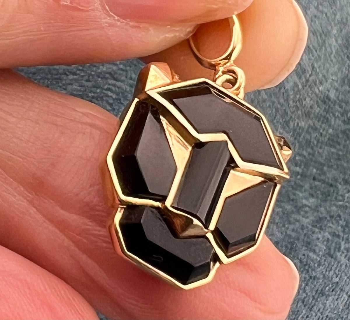 14k Yellow Gold EFFY Onyx Black Panther Pendant. Rare