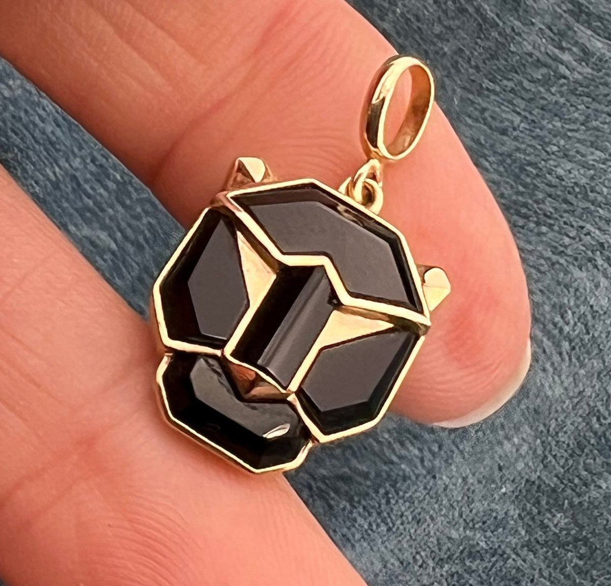 14k Yellow Gold EFFY Onyx Black Panther Pendant. Rare