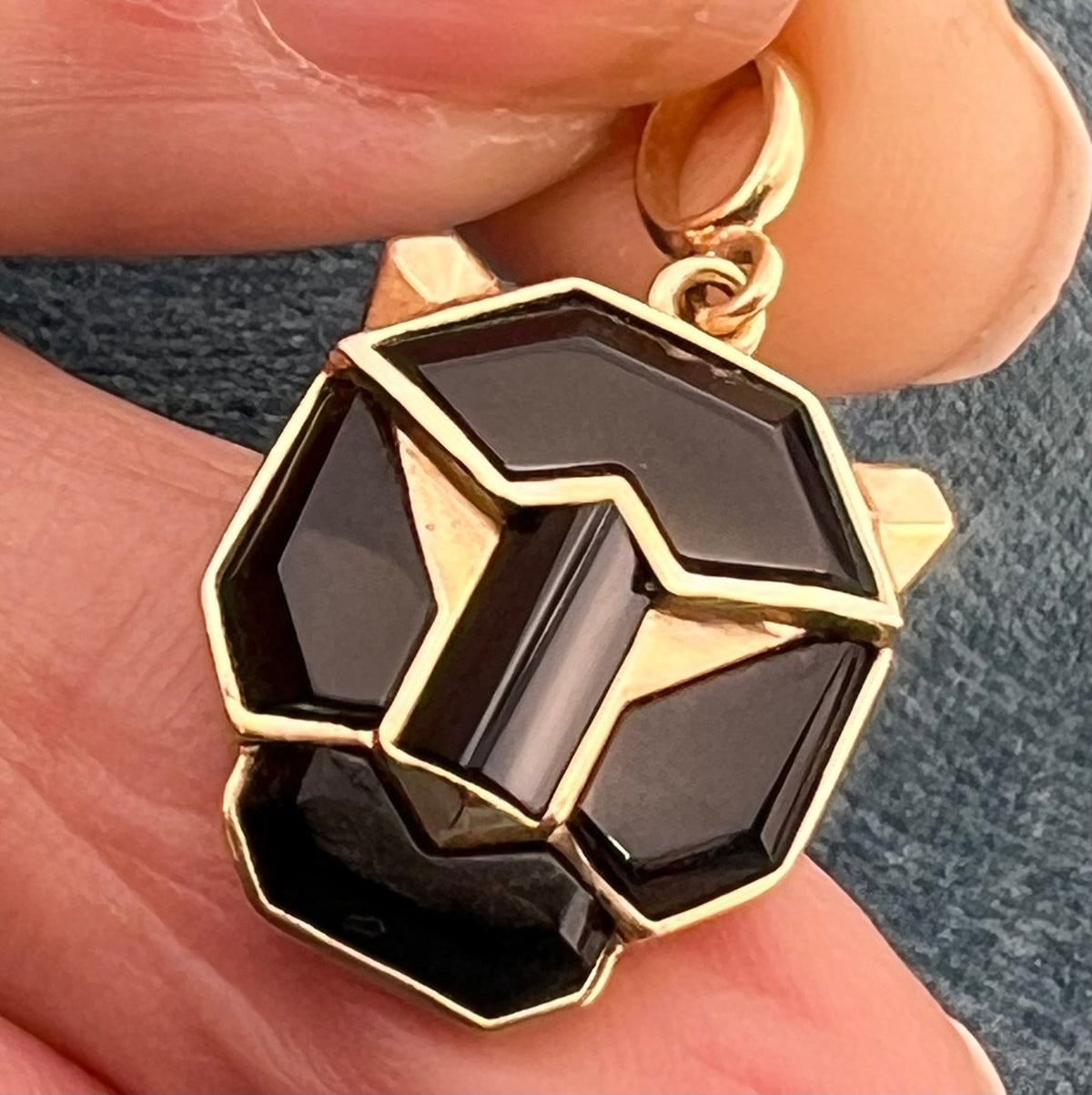 14k Yellow Gold EFFY Onyx Black Panther Pendant. Rare