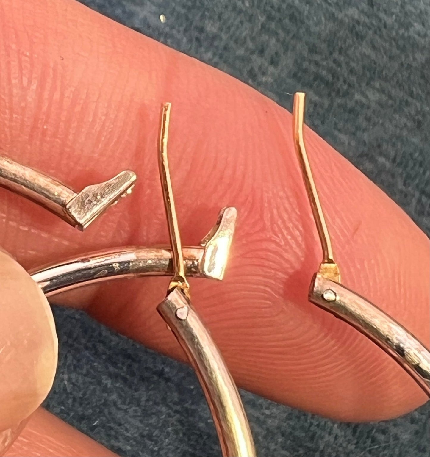 14k Yellow Gold Earwire & 925 Runway Hoop Earrings. 2"