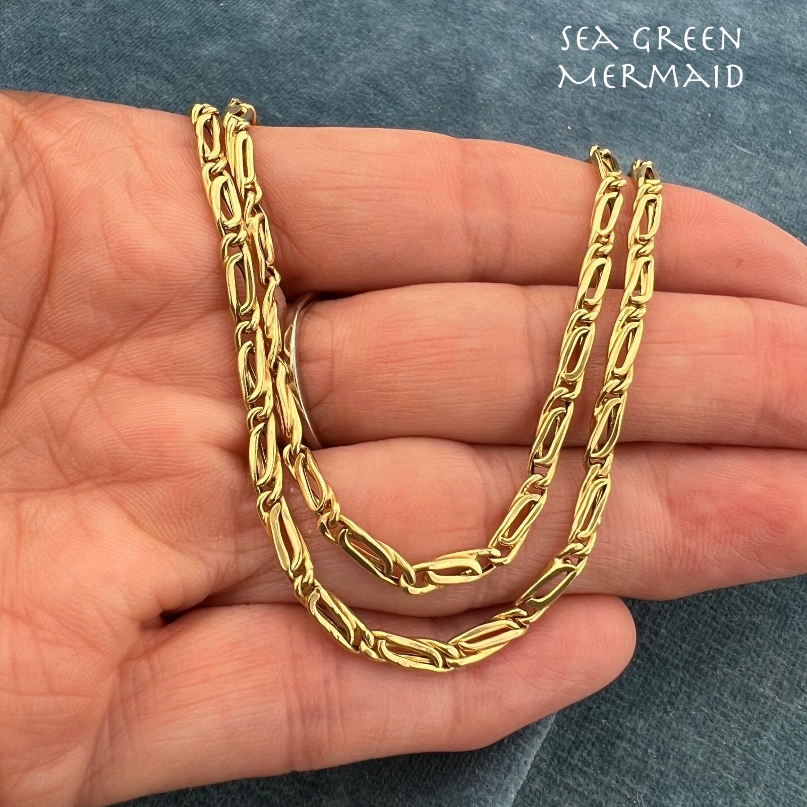 14k Yellow Gold Fancy Woven Link Chain Necklace. 7g + 17"
