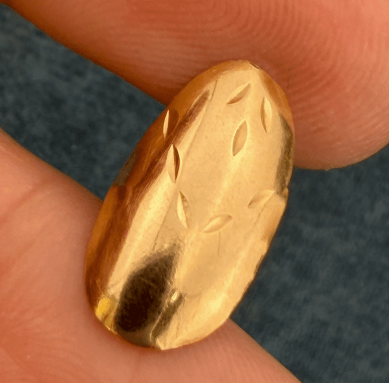 14k Yellow Gold Fingernail Nail. Diamond Cut. 70s Disco Cool