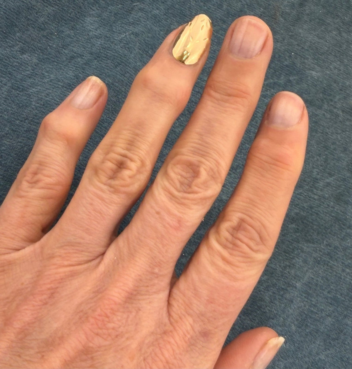 14k Yellow Gold Fingernail Nail. Diamond Cut. 70s Disco Cool