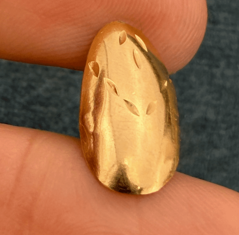 14k Yellow Gold Fingernail Nail. Diamond Cut. 70s Disco Cool