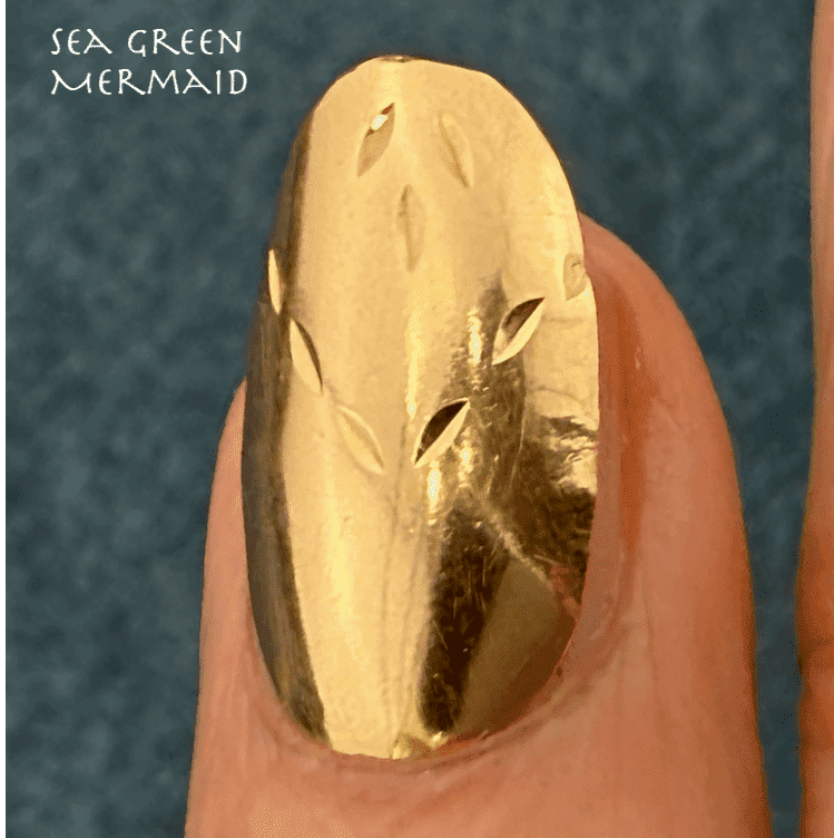 14k Yellow Gold Fingernail Nail. Diamond Cut. 70s Disco Cool