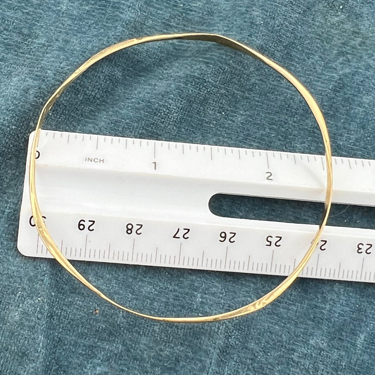 14k Yellow Gold Hammered Twisted Bangle Bracelet. Designer