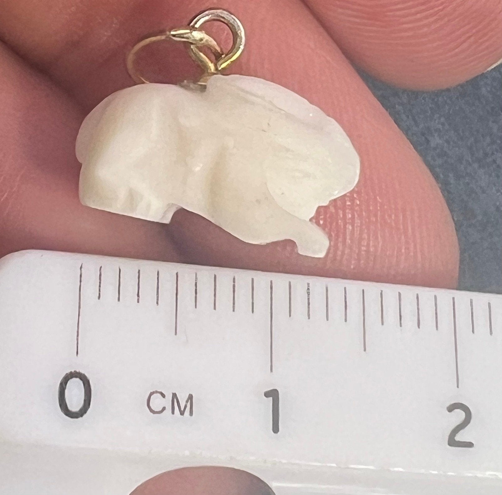 14k Yellow Gold Hand-Carved Bunny Rabbit Pendant Charm. TINY!