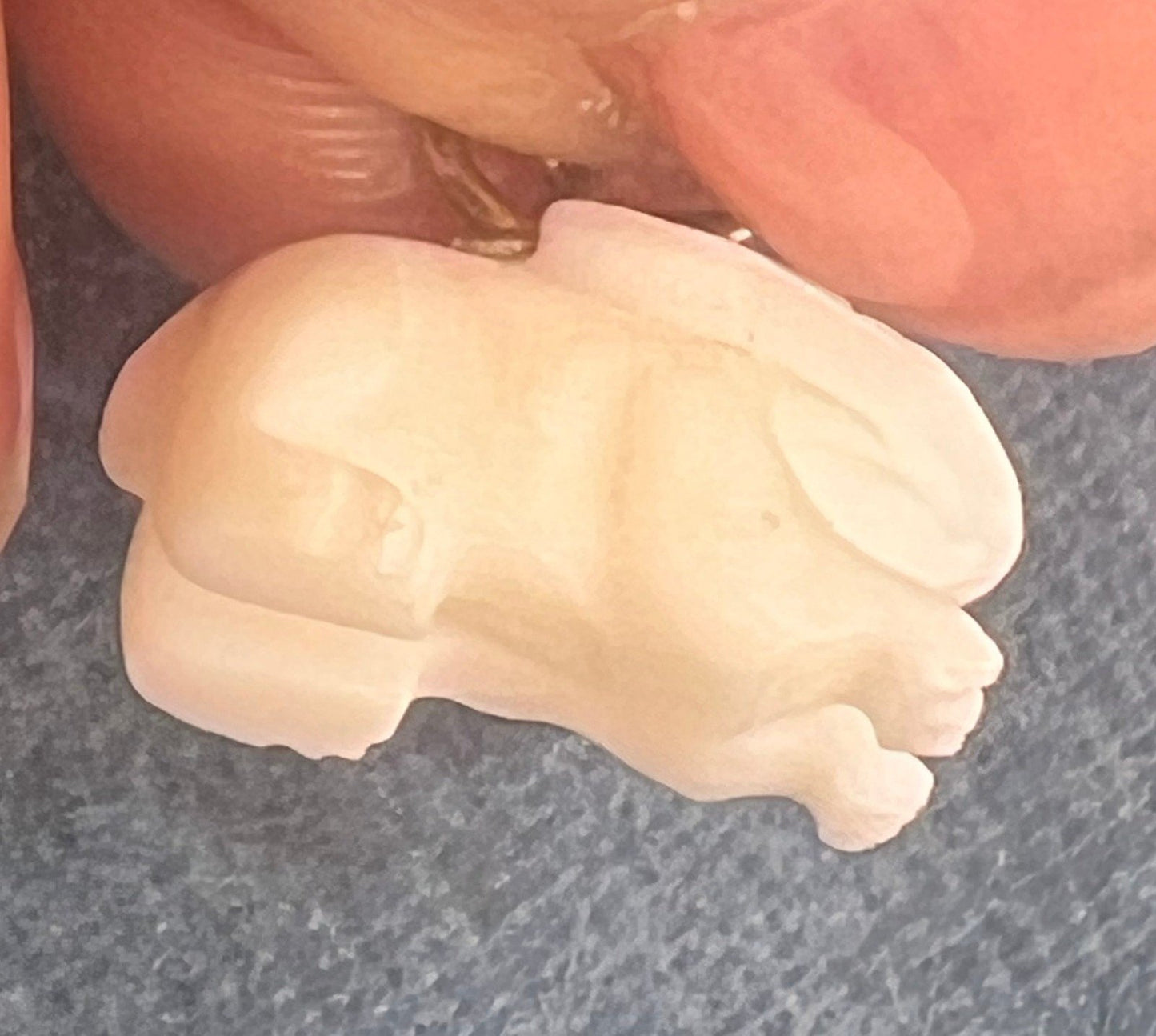 14k Yellow Gold Hand-Carved Bunny Rabbit Pendant Charm. TINY!