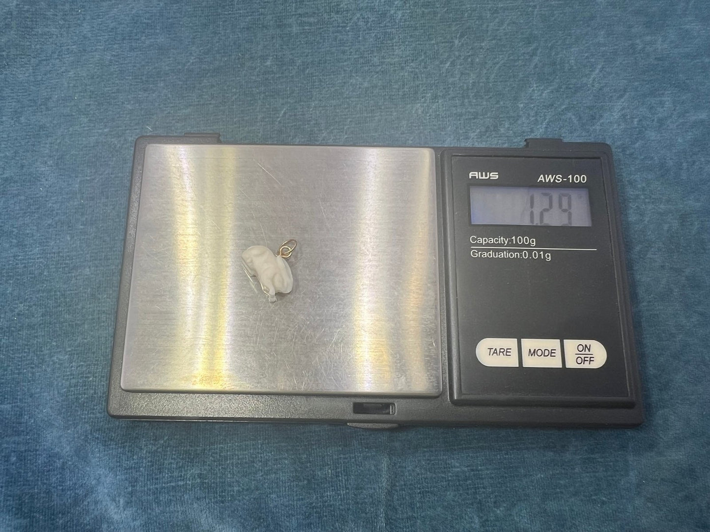 14k Yellow Gold Hand-Carved Bunny Rabbit Pendant Charm. TINY!