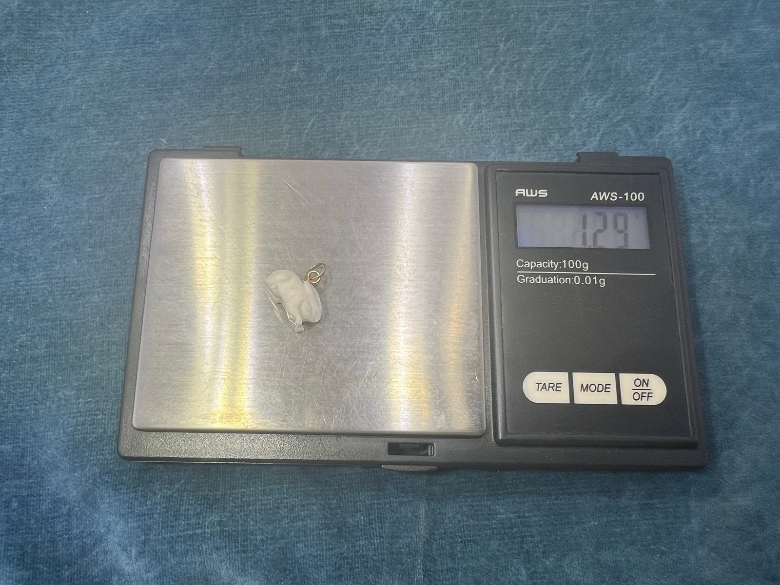 14k Yellow Gold Hand-Carved Bunny Rabbit Pendant Charm. TINY!