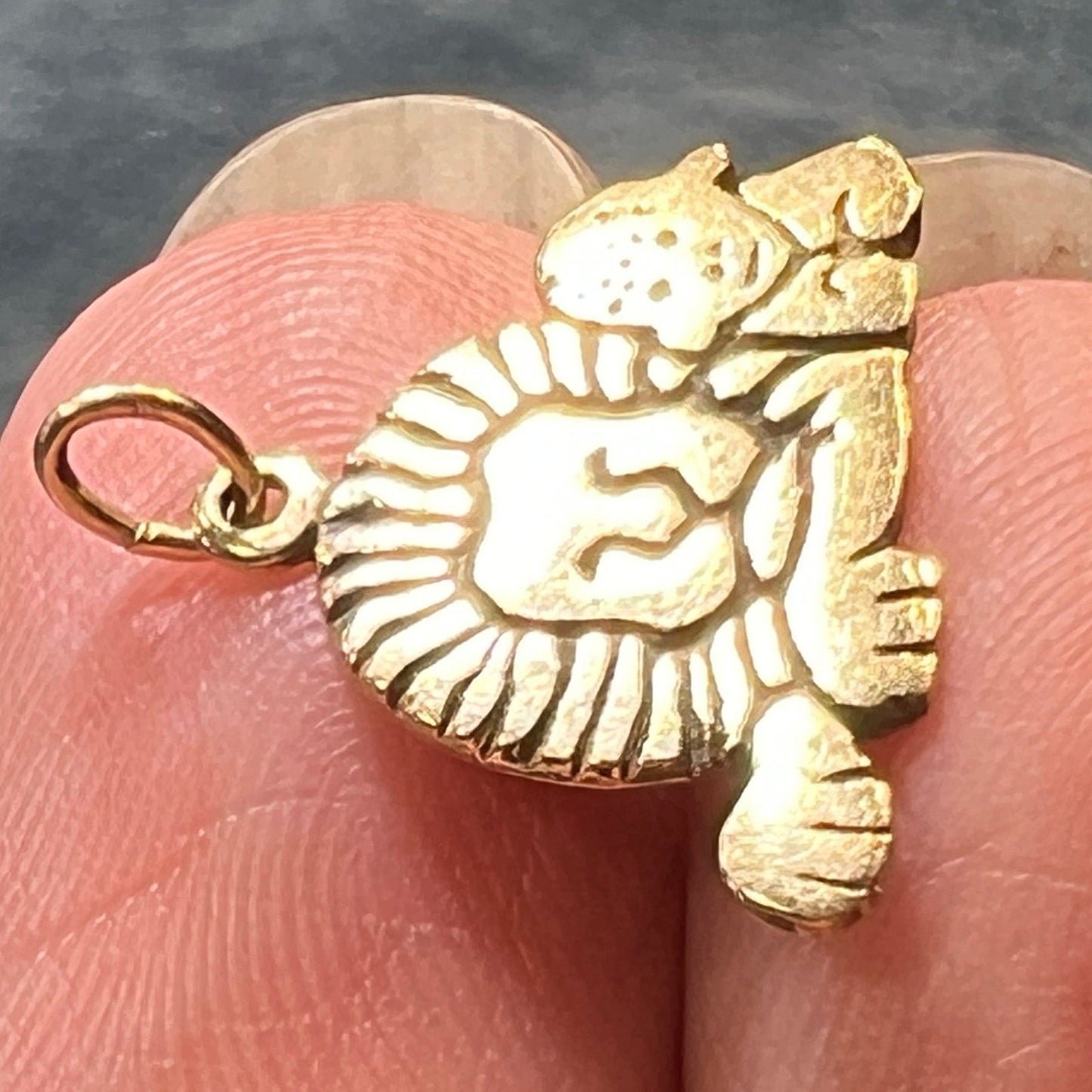 14k Yellow Gold LION + LAMB Pendant. Peaceful Co-Existence *Tiny!*