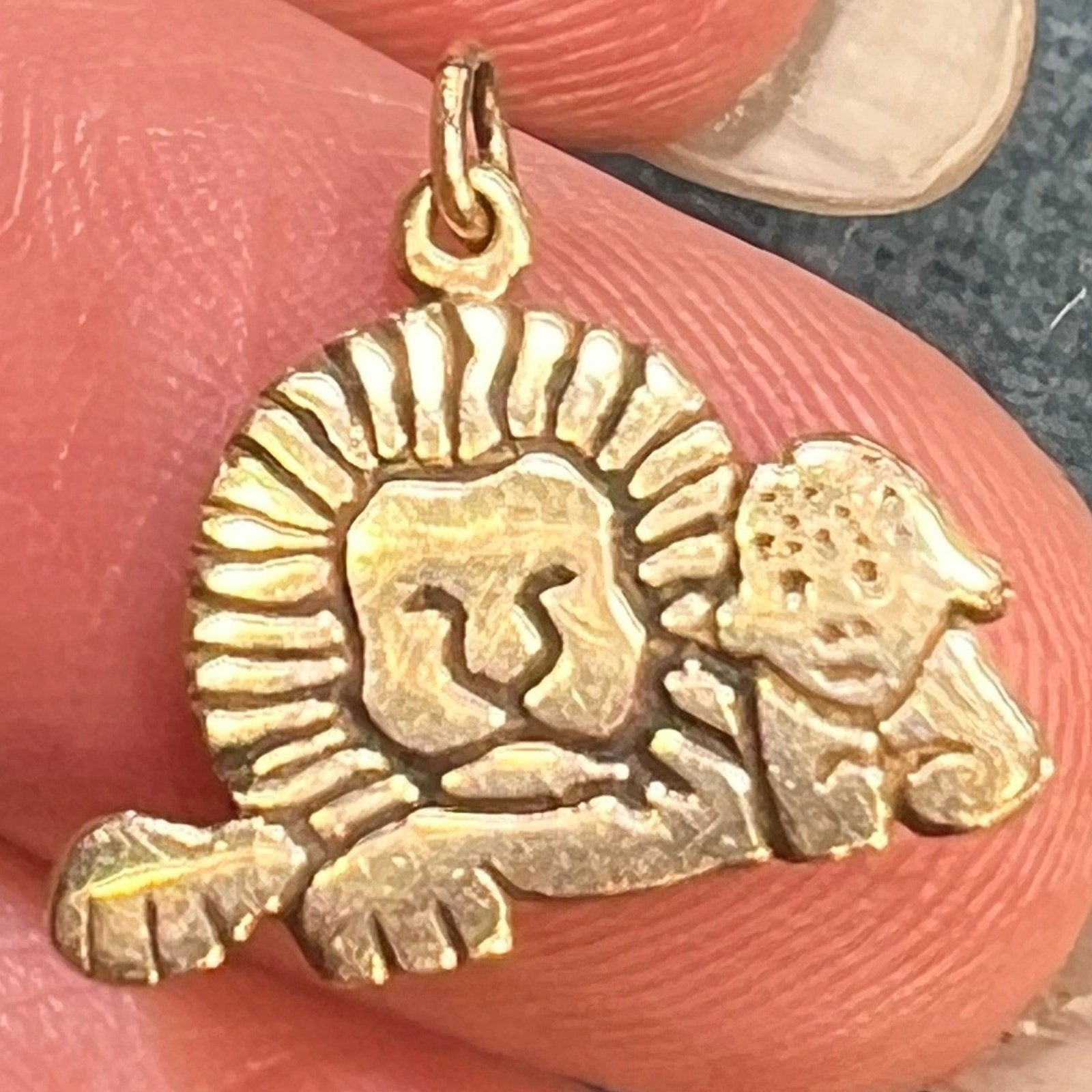 14k Yellow Gold LION + LAMB Pendant. Peaceful Co-Existence *Tiny!*