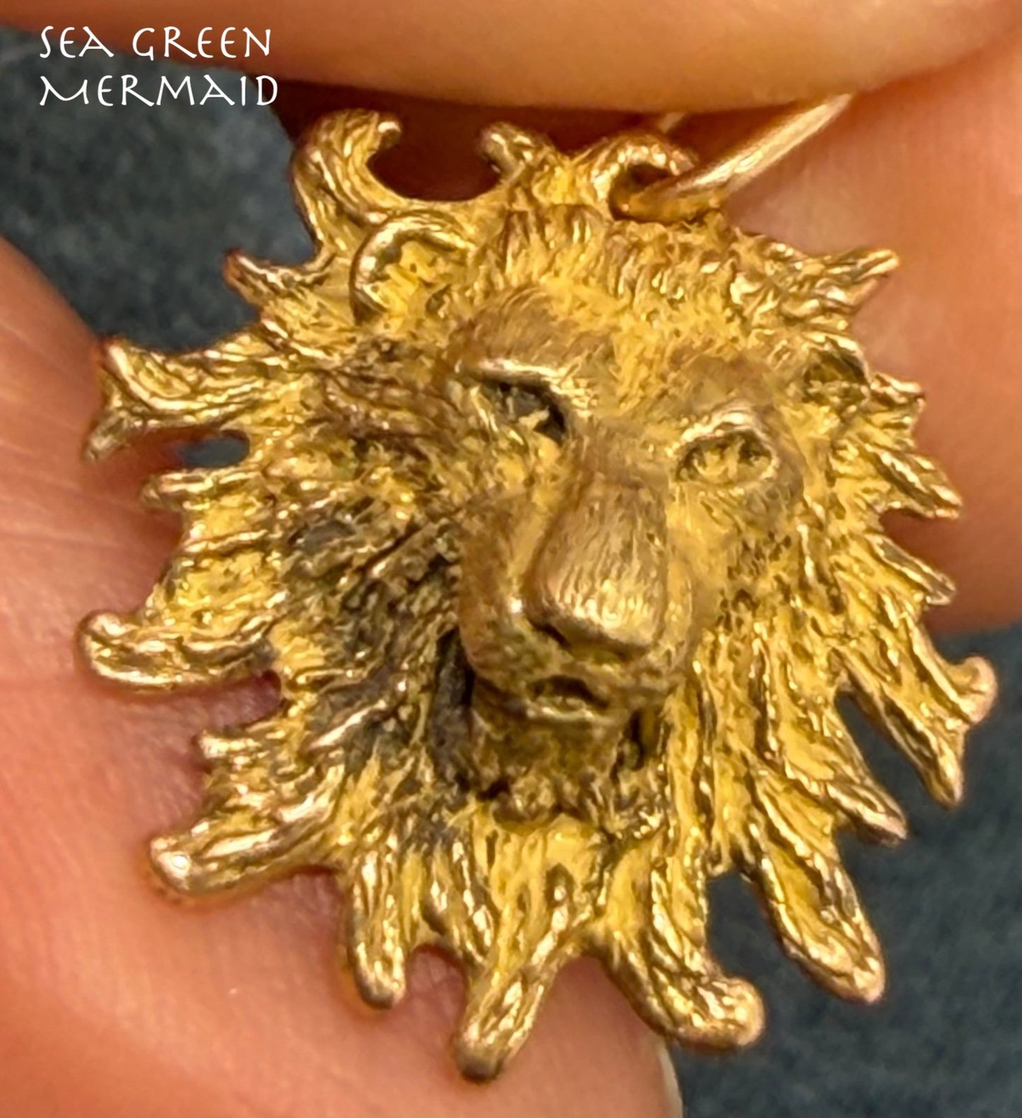 14k Yellow Gold LION Pendant w Wild Mane. 3/4" + 4.3g