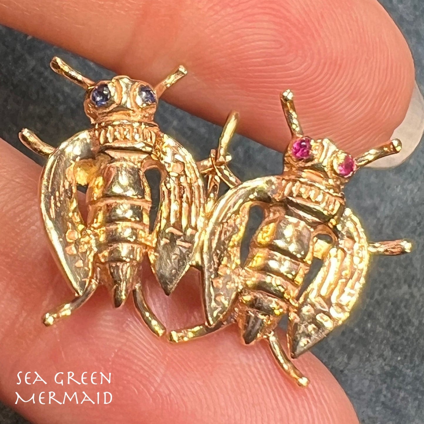 14k Yellow Gold "Let's Bee Friends" Pendant. Honey Bee-FFs