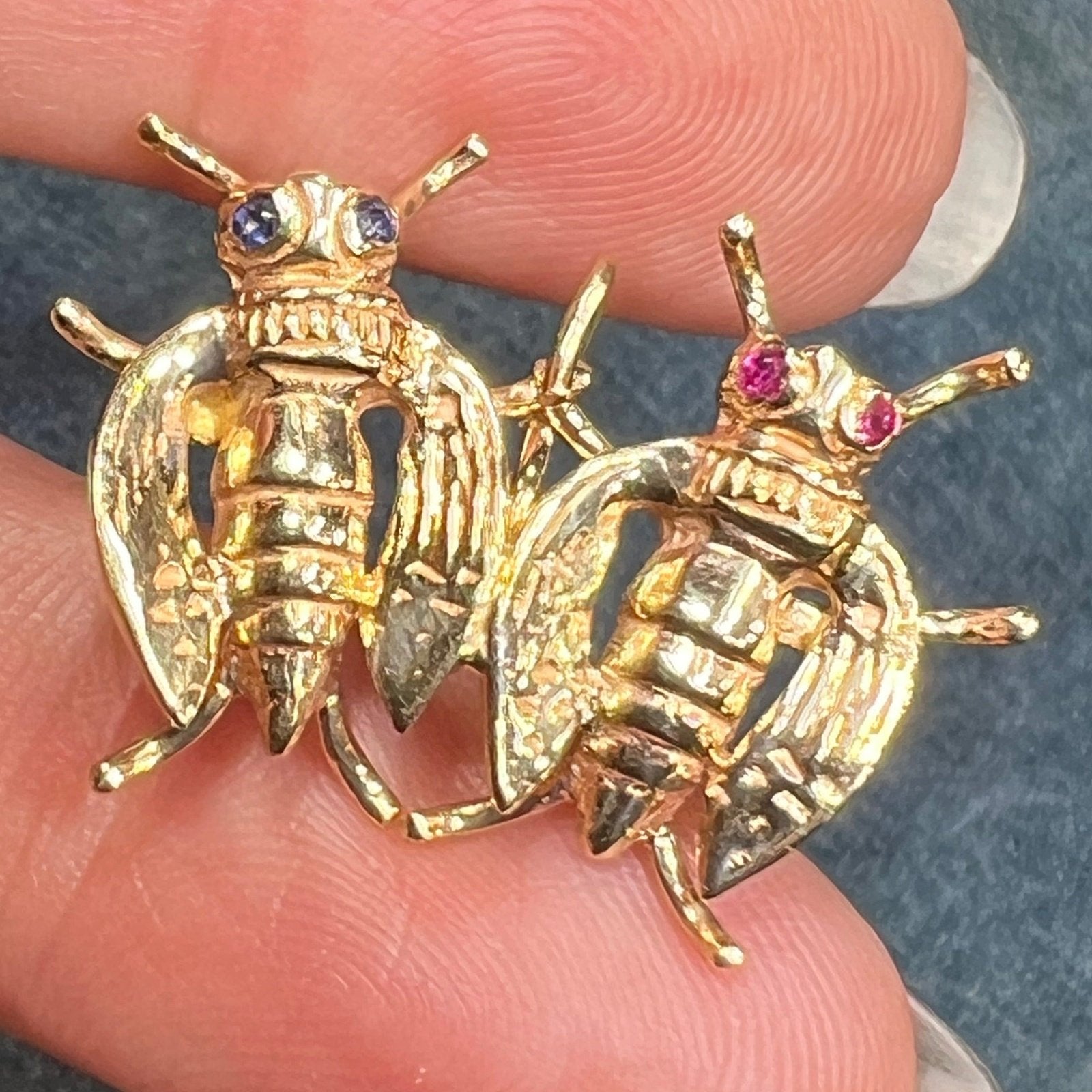 14k Yellow Gold "Let's Bee Friends" Pendant. Honey Bee-FFs