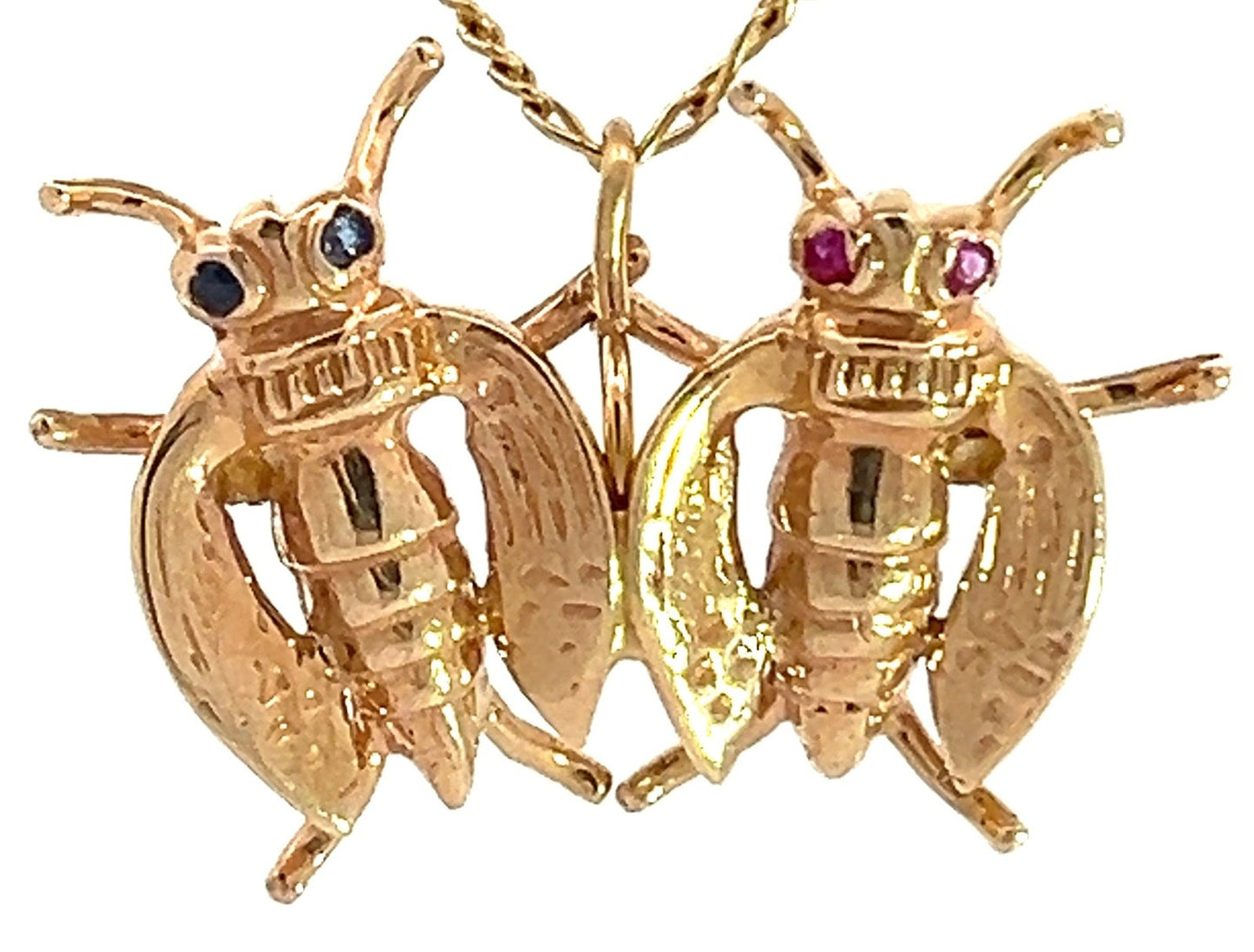 14k Yellow Gold "Let's Bee Friends" Pendant. Honey Bee-FFs