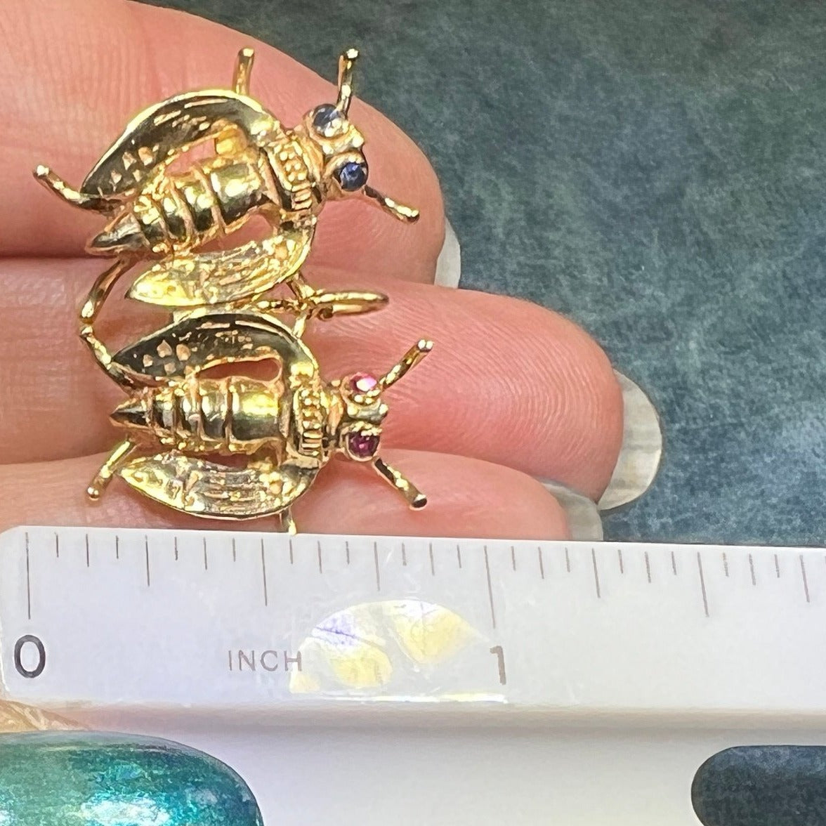 14k Yellow Gold "Let's Bee Friends" Pendant. Honey Bee-FFs