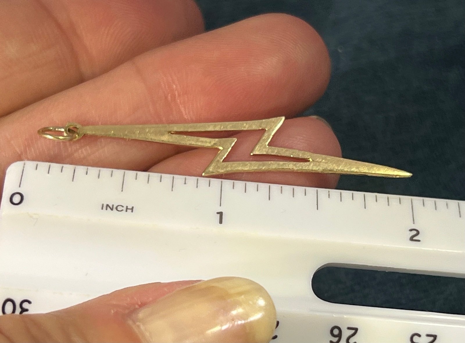 14k Yellow Gold Lightning Bolt Pendant. 2"