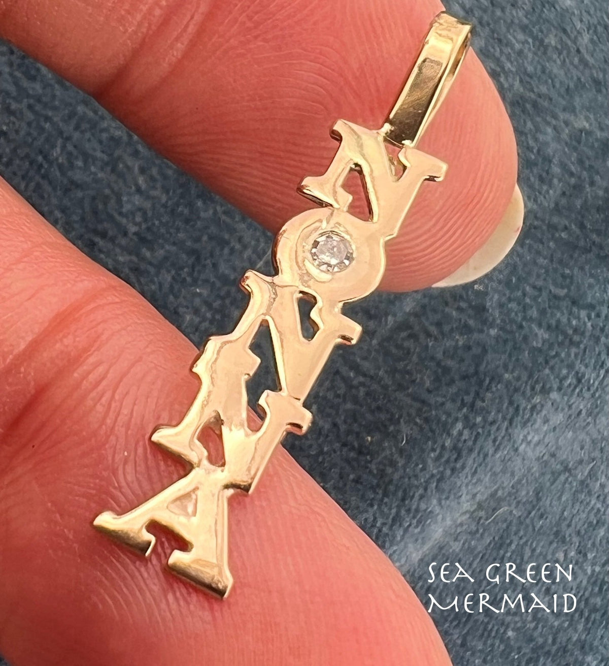 14k Yellow Gold *NONNA* Pendant w Diamond. For Mother's Day!