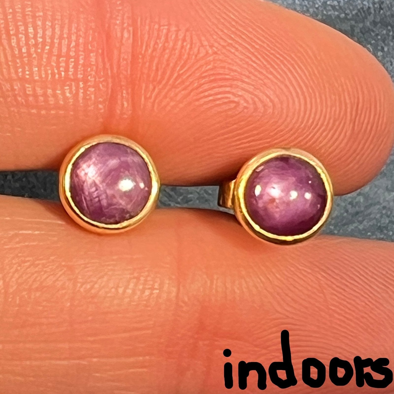 14k Yellow Gold Natural Star Sapphire Ruby Earrings *Video*