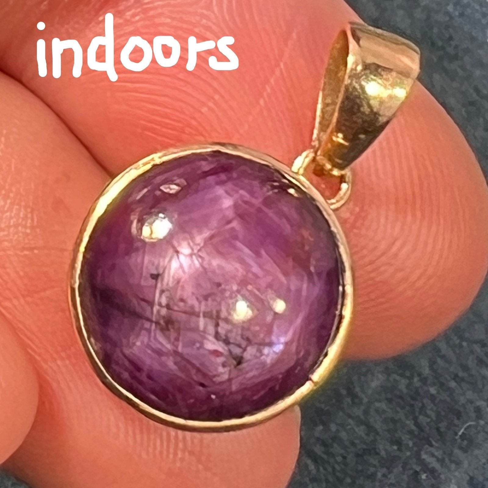 14k Yellow Gold Natural Star Sapphire Ruby Pendant *Video*