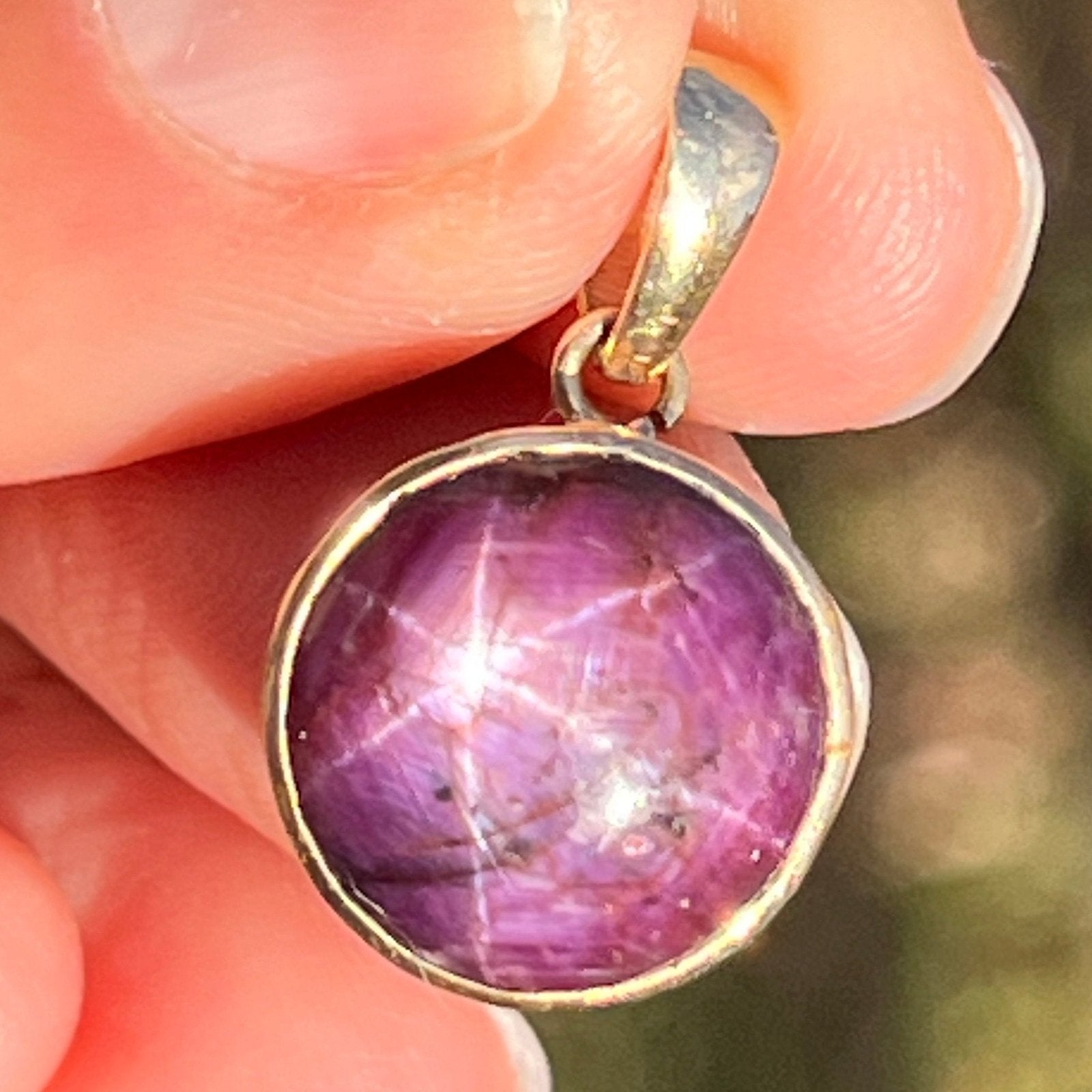 14k Yellow Gold Natural Star Sapphire Ruby Pendant *Video*