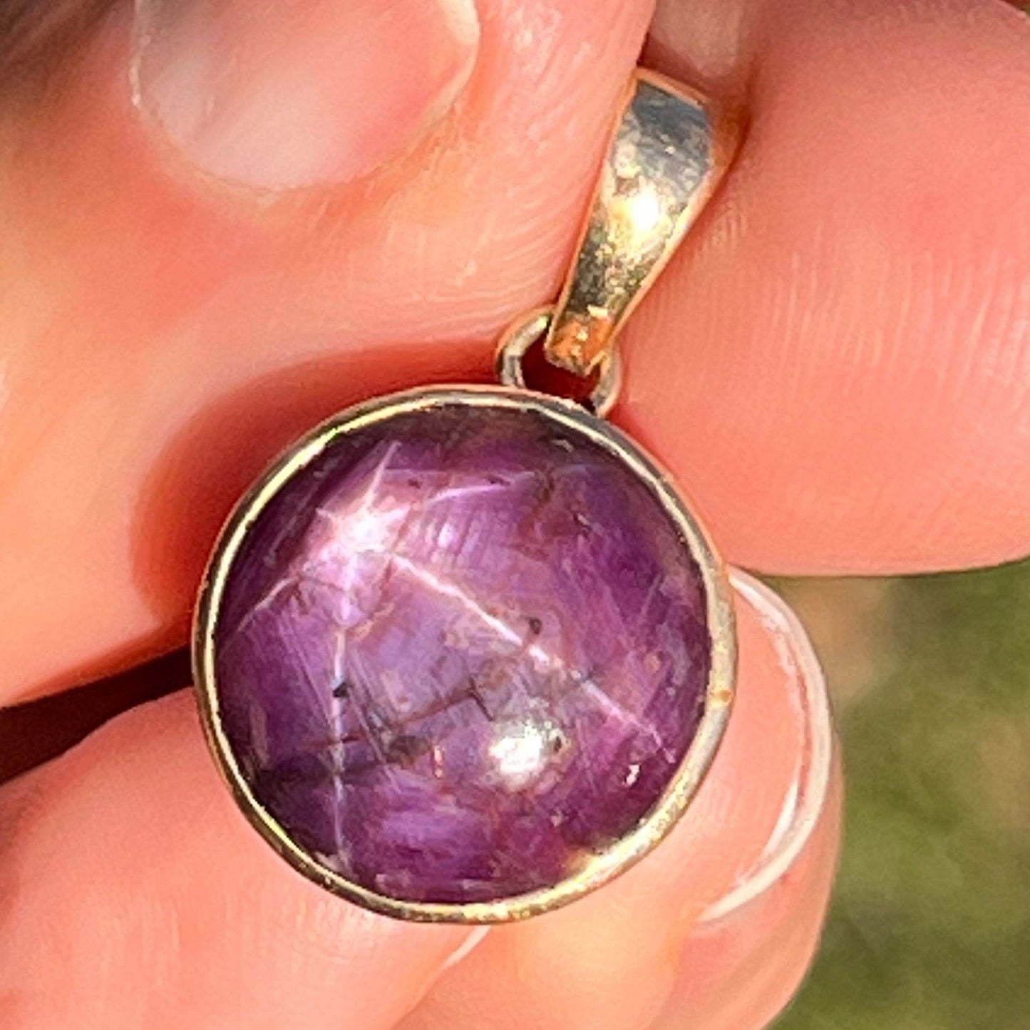 14k Yellow Gold Natural Star Sapphire Ruby Pendant *Video*