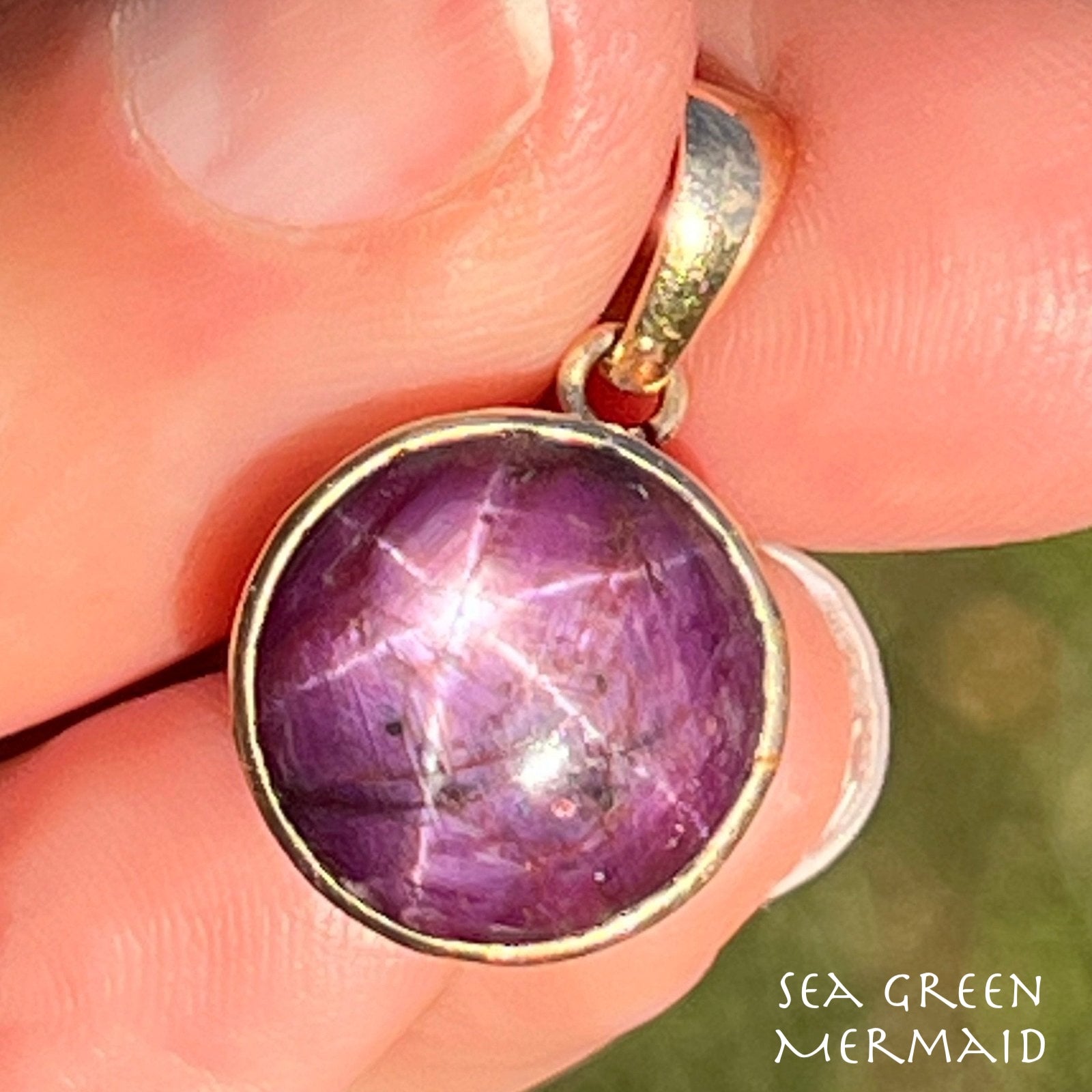 14k Yellow Gold Natural Star Sapphire Ruby Pendant *Video*