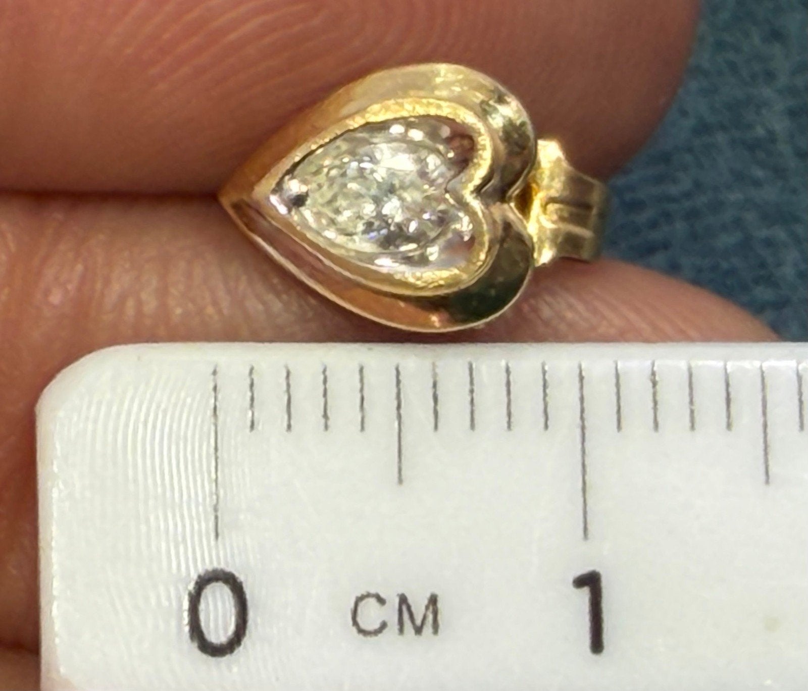 14k Yellow Gold Natural Teardrop Diamond HEART Earrings. Antique