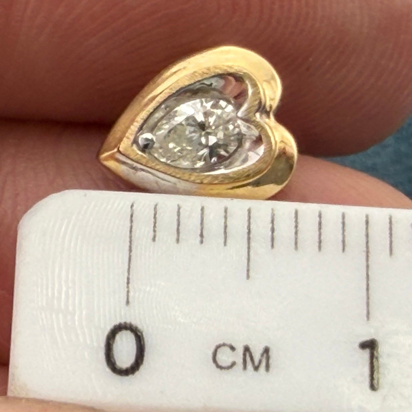 14k Yellow Gold Natural Teardrop Diamond HEART Earrings. Antique