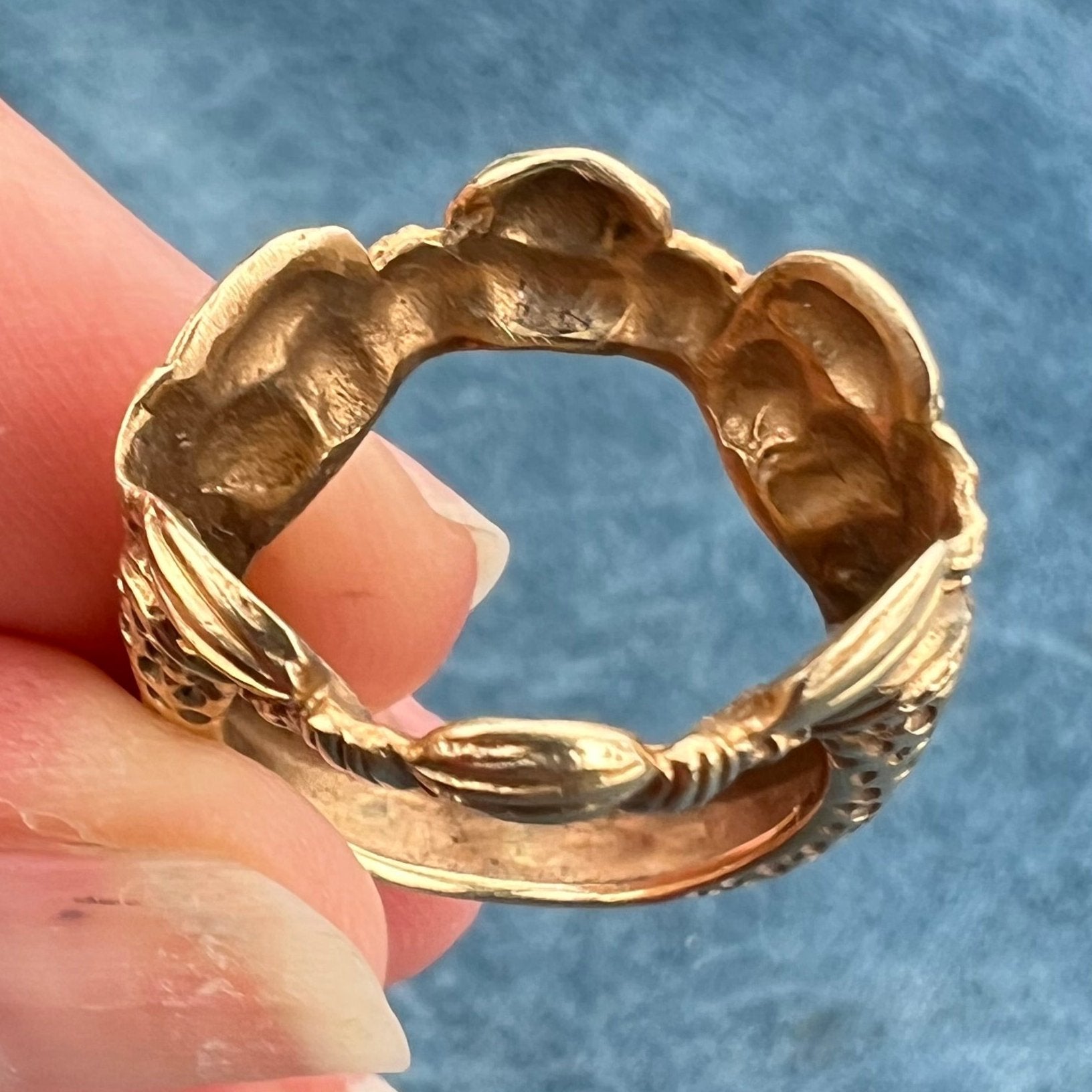 14k Yellow Gold OOAK Artisan Ring Guard Jacket. 7g + 2/3" *Video*