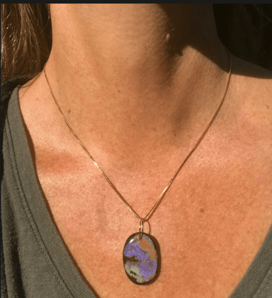 14k Yellow Gold Purple Australian Boulder Opal Pendant *Video*