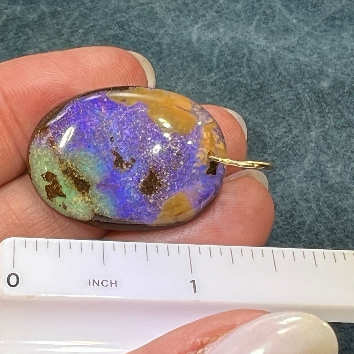 14k Yellow Gold Purple Australian Boulder Opal Pendant *Video*