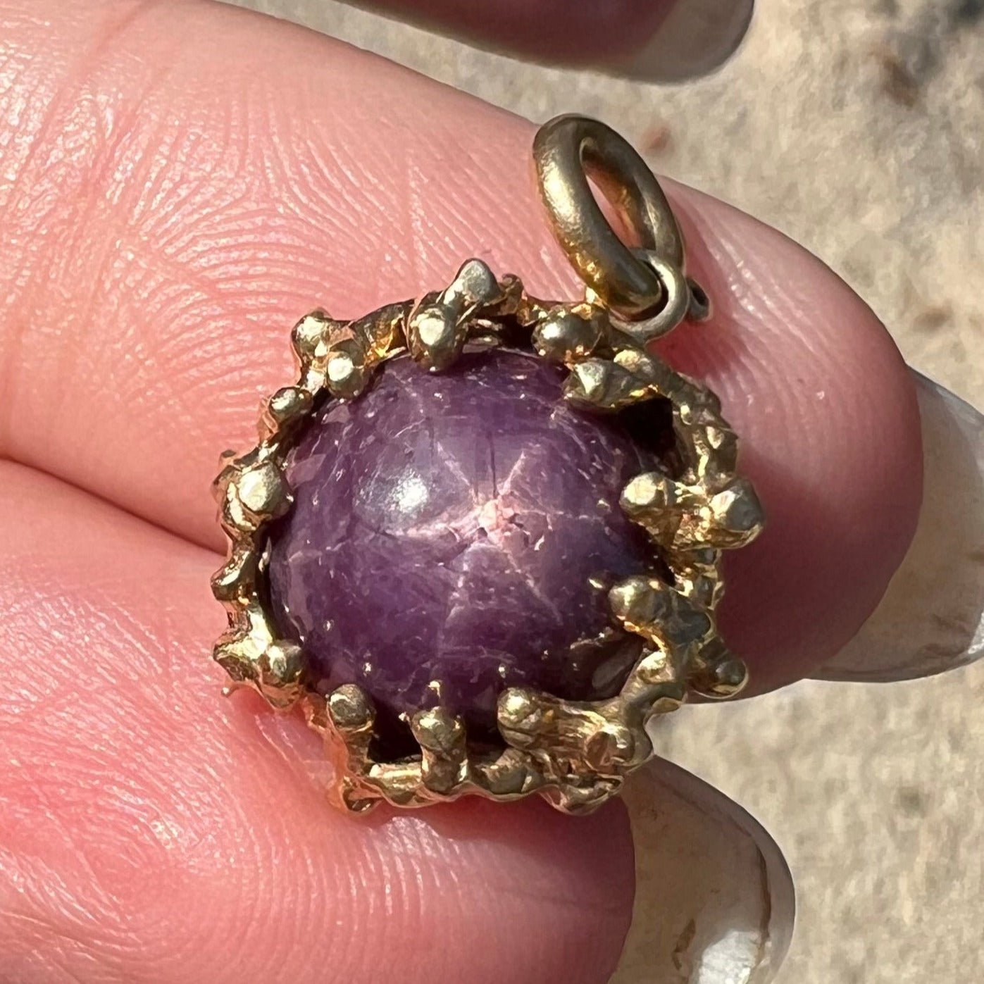 14k Yellow Gold Red Purple Star Ruby Pendant *Video*