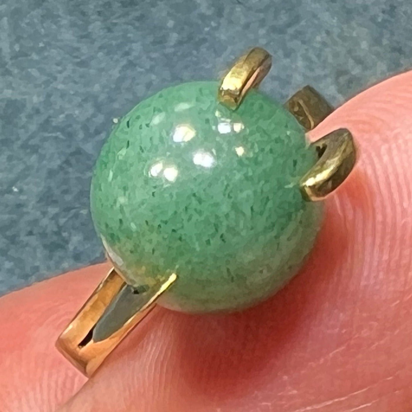 14k Yellow Gold Ring w Interchangeable Adventurine Orb Ball. Modernist